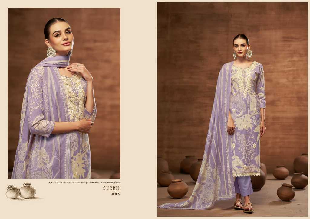Sargam Surbhi Wholesale Pure Cambric With Exclusive Work Dress Material