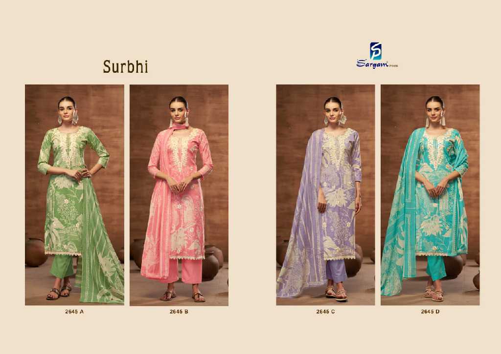 Sargam Surbhi Wholesale Pure Cambric With Exclusive Work Dress Material