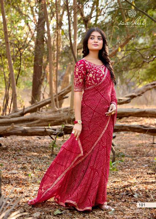 Kashvi Chuneri Vol-1 Wholesale Mono Georgette With Coding Work Sarees