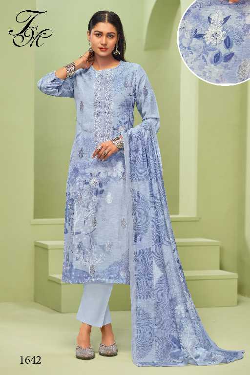 T And M Tripti Wholesale Pure Linen Jacquard With Hand Work Salwar Suits