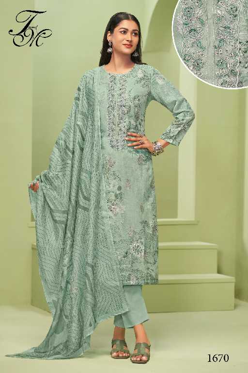 T And M Tripti Wholesale Pure Linen Jacquard With Hand Work Salwar Suits