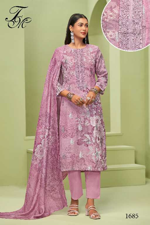 T And M Tripti Wholesale Pure Linen Jacquard With Hand Work Salwar Suits