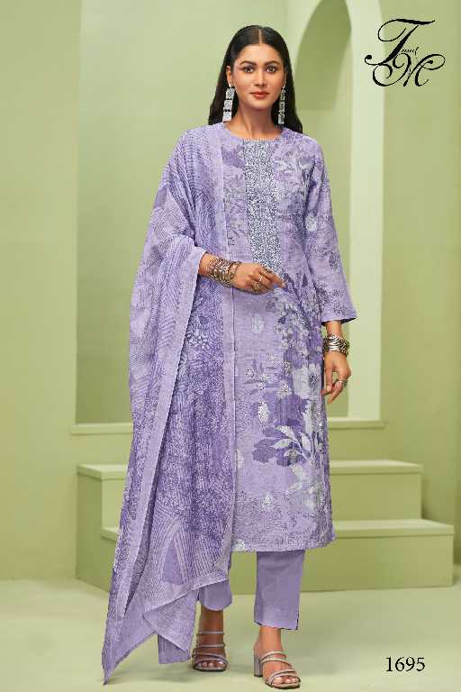 T And M Tripti Wholesale Pure Linen Jacquard With Hand Work Salwar Suits