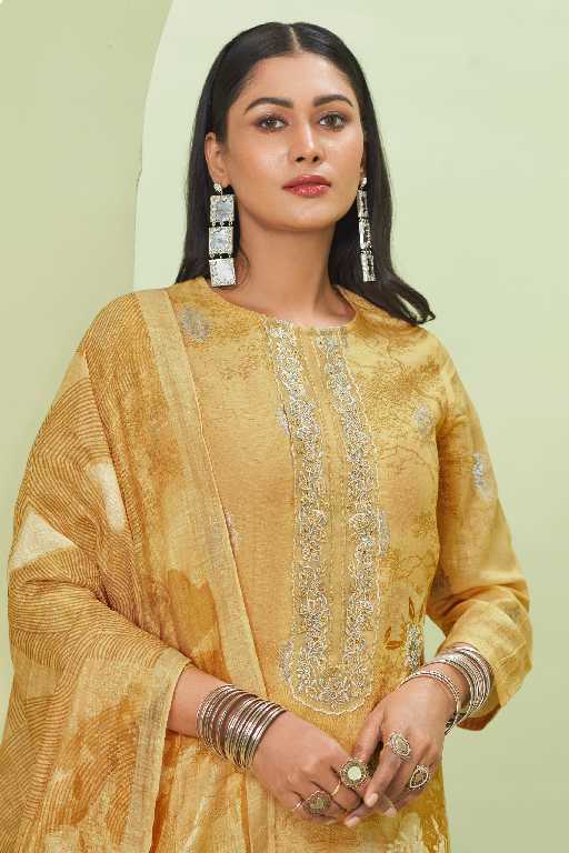 T And M Tripti Wholesale Pure Linen Jacquard With Hand Work Salwar Suits