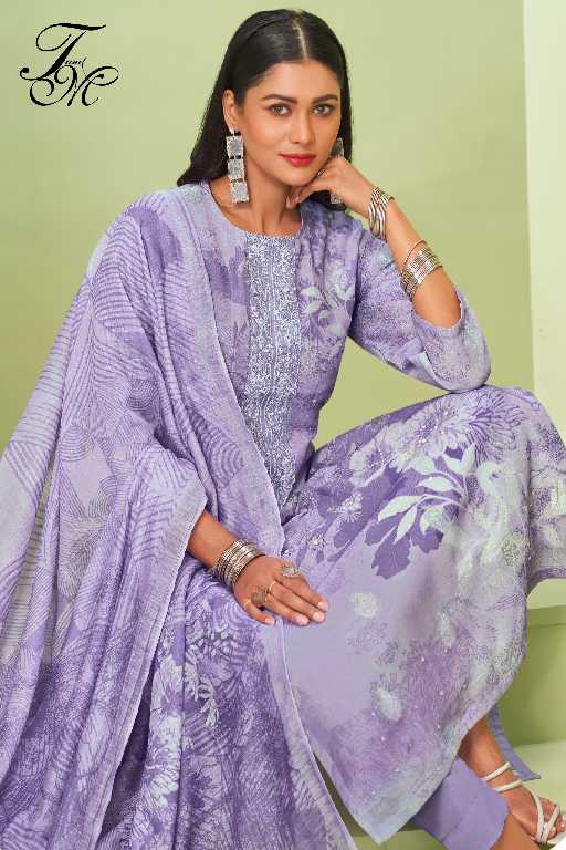 T And M Tripti Wholesale Pure Linen Jacquard With Hand Work Salwar Suits