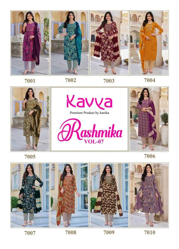 kavya rashmika vol 7 rayon readymade casual 3pcs dress