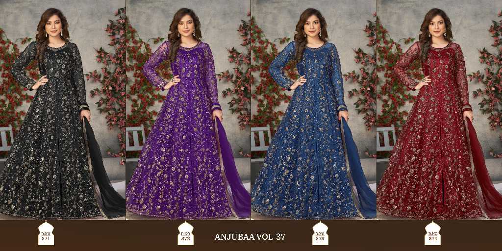 Anjubaa Vol-37 Aanaya By Dani Creations Wholesale Net Fabrics Anarkali Salwar Kameez