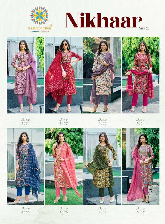 Passion Tree Nikhaar Vol-1 Wholesale Straight Kurti With Pant And Dupatta