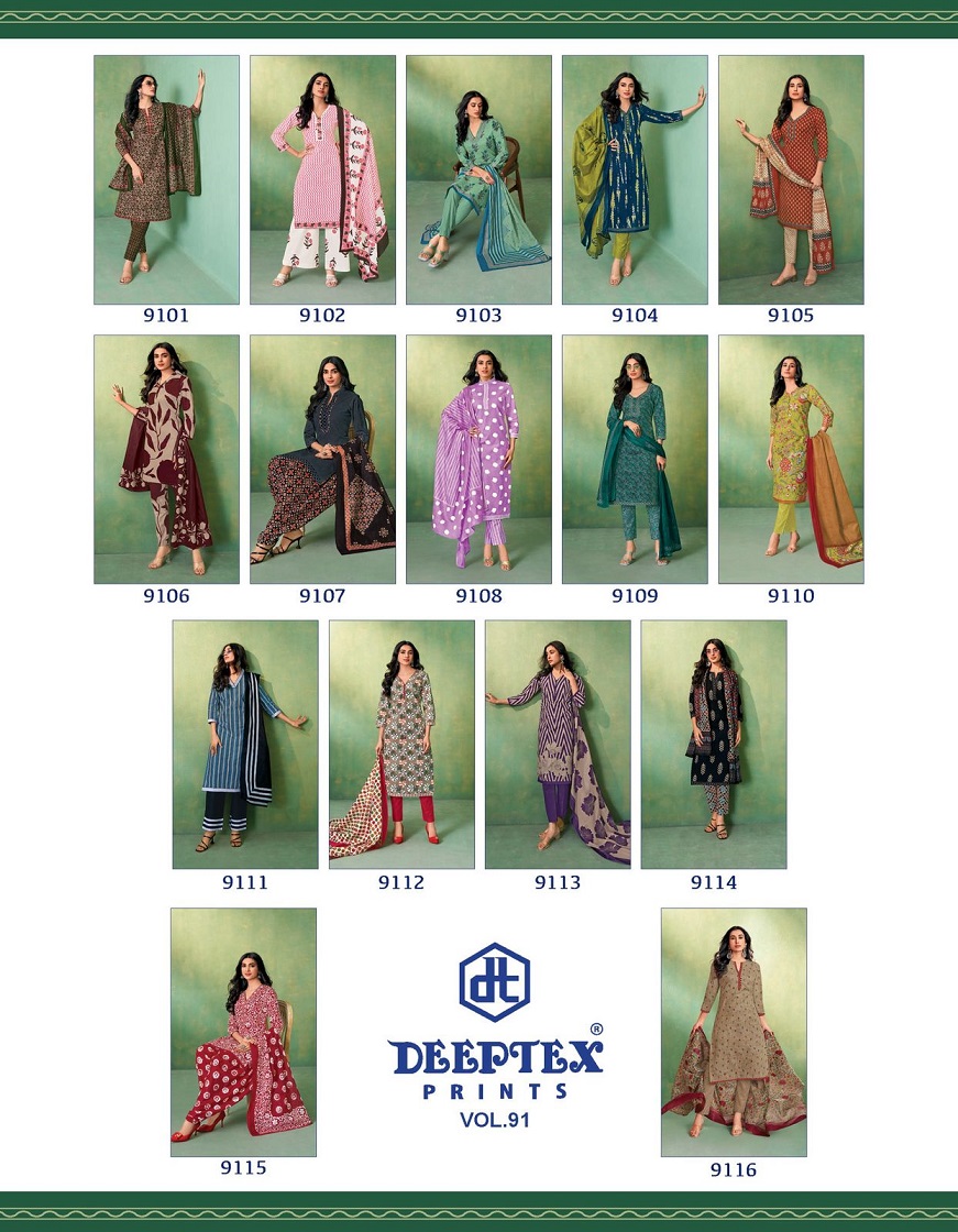 DEEPTEX PRINTS MISS INDIA VOL 91 SUMMER SPECIAL COTTON UNSTITCH SALWAR KAMEEZ COLLECTION