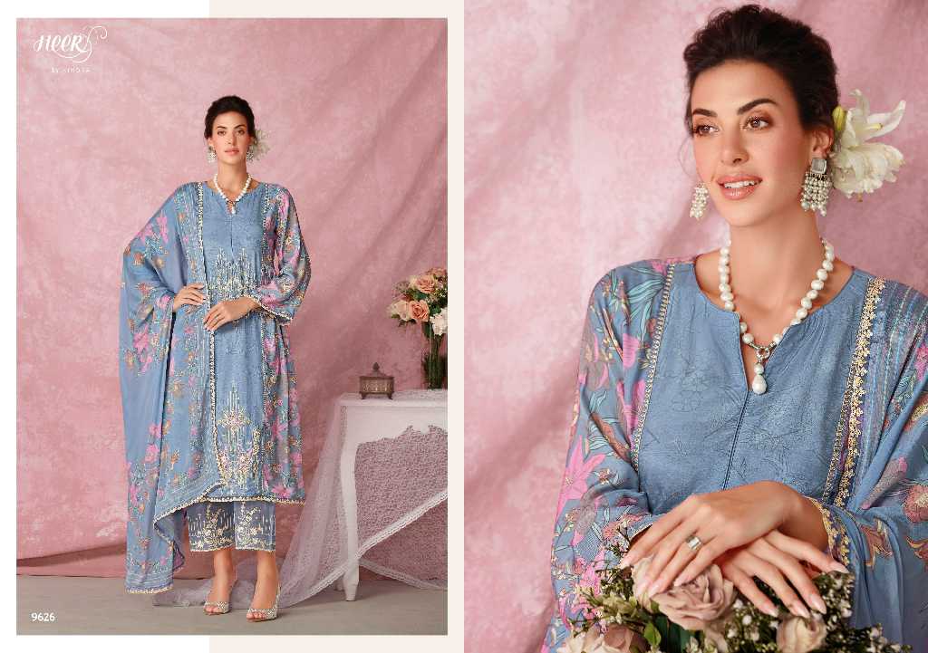Kimora Heer Tulip Vol-206 Wholesale Pure Muslin With Embroidery Salwar Suits