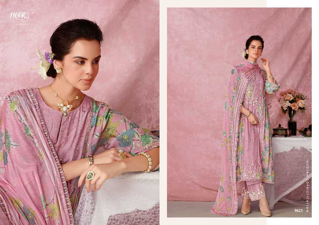 Kimora Heer Tulip Vol-206 Wholesale Pure Muslin With Embroidery Salwar Suits
