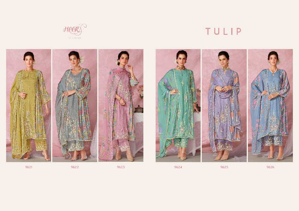 Kimora Heer Tulip Vol-206 Wholesale Pure Muslin With Embroidery Salwar Suits