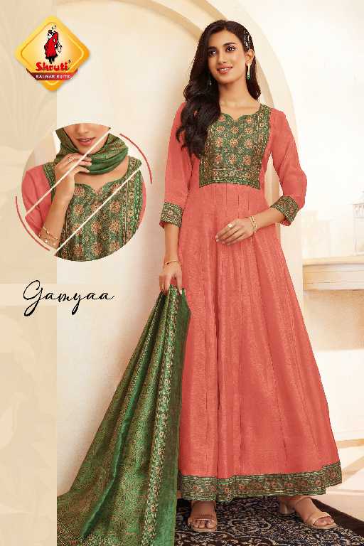 shruti suits sangini designer long dree and dupatta set