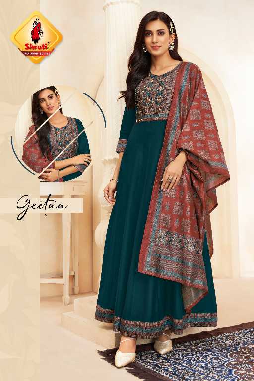 shruti suits sangini designer long dree and dupatta set