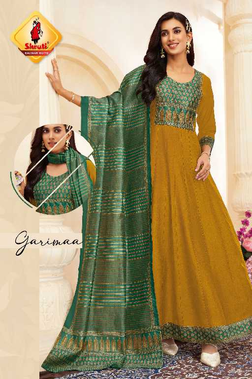 shruti suits sangini designer long dree and dupatta set