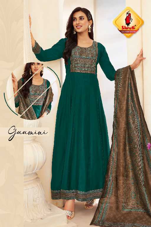 shruti suits sangini designer long dree and dupatta set