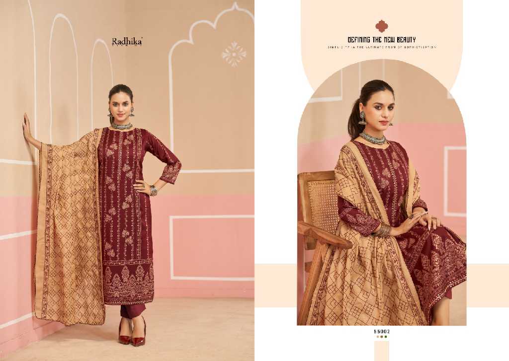 Radhika Azara Black Cherry Wholesale Blossom Cotton With Work Dress Material