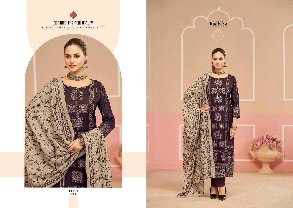 Radhika Azara Black Cherry Wholesale Blossom Cotton With Work Dress Material