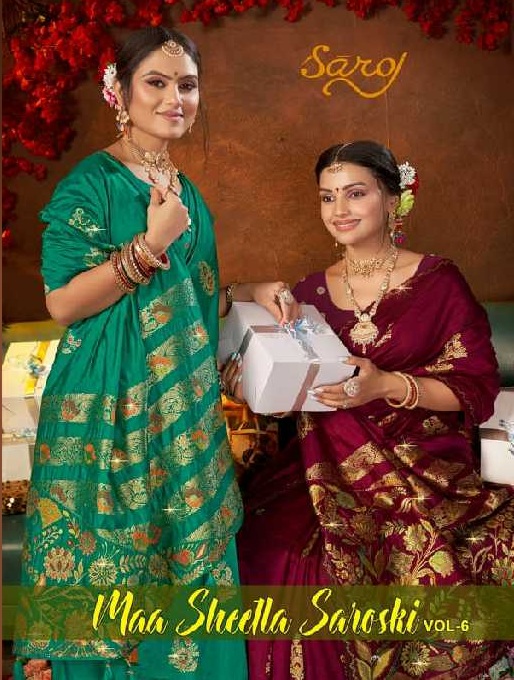 Saroj Maa Sheetla Saroski Vol-6 Wholesale Soft Dola Swaroski With Rich Pallu Sarees