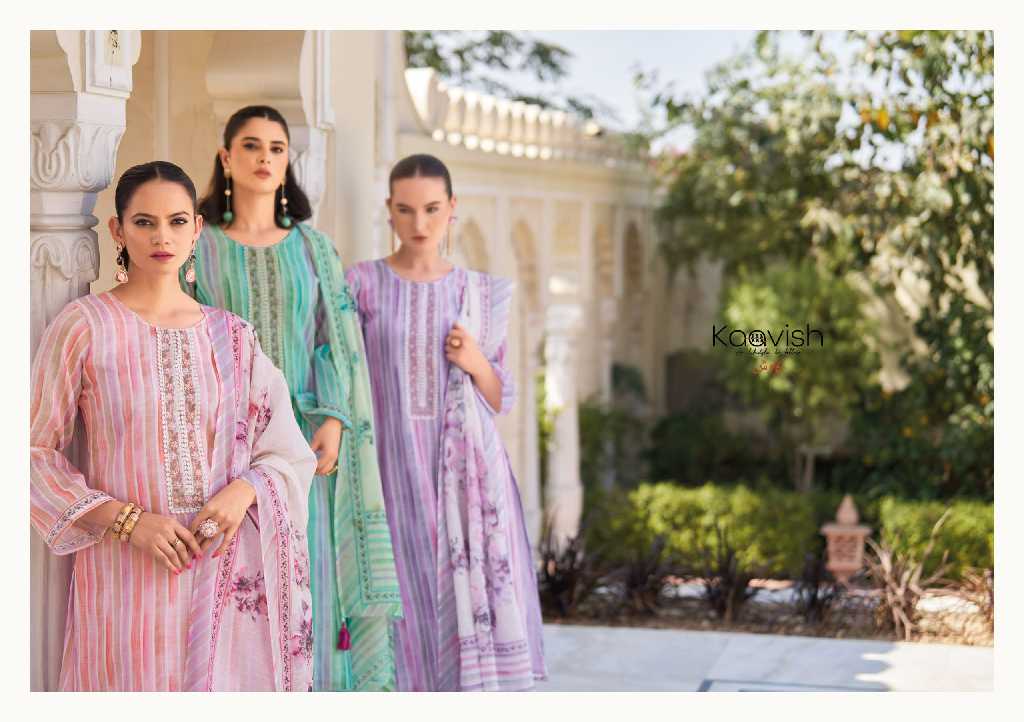 Kaavish Summer Valley Wholesale Pure Linen With Neck Patch Work Salwar Suits