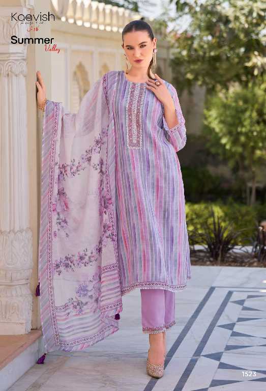 Kaavish Summer Valley Wholesale Pure Linen With Neck Patch Work Salwar Suits