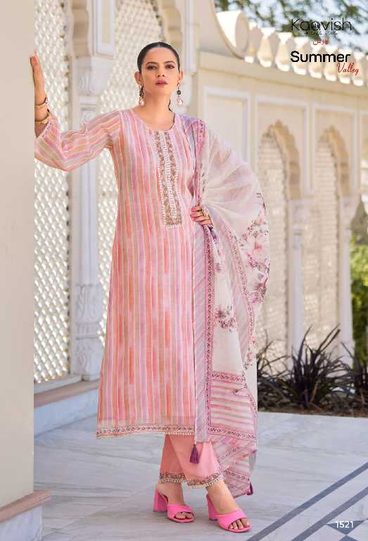Kaavish Summer Valley Wholesale Pure Linen With Neck Patch Work Salwar Suits