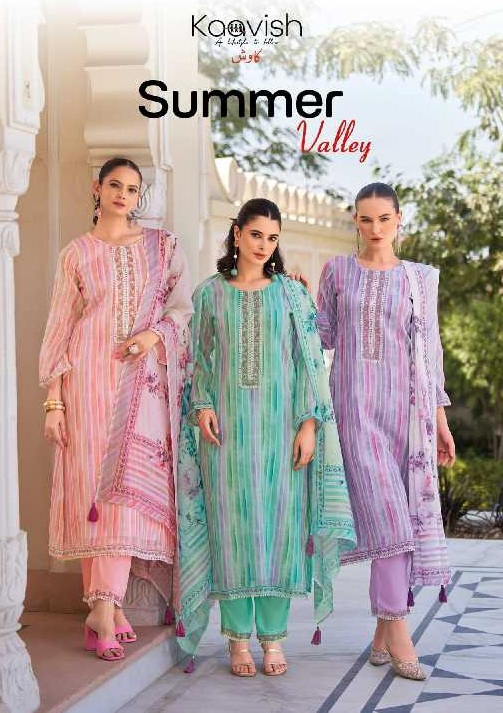 Kaavish Summer Valley Wholesale Pure Linen With Neck Patch Work Salwar Suits