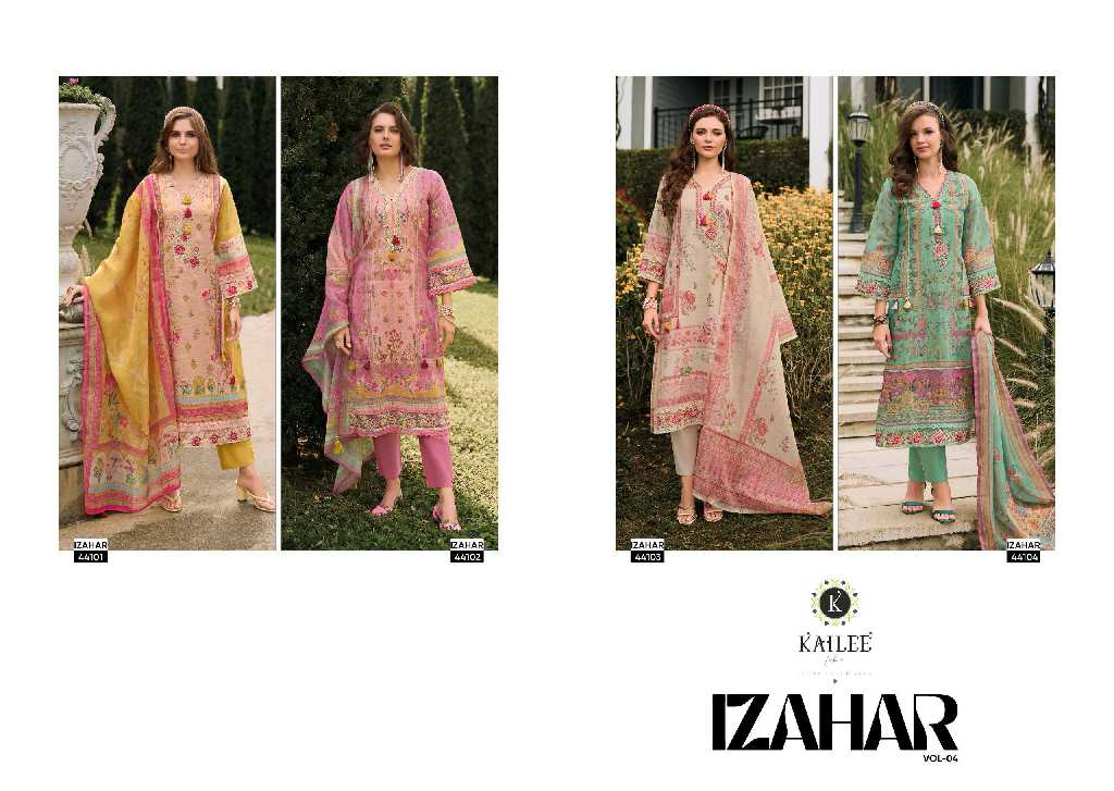 Kailee Izhaar Vol-4 Wholesale Pure Linen Pakistani Style Readymade Suits