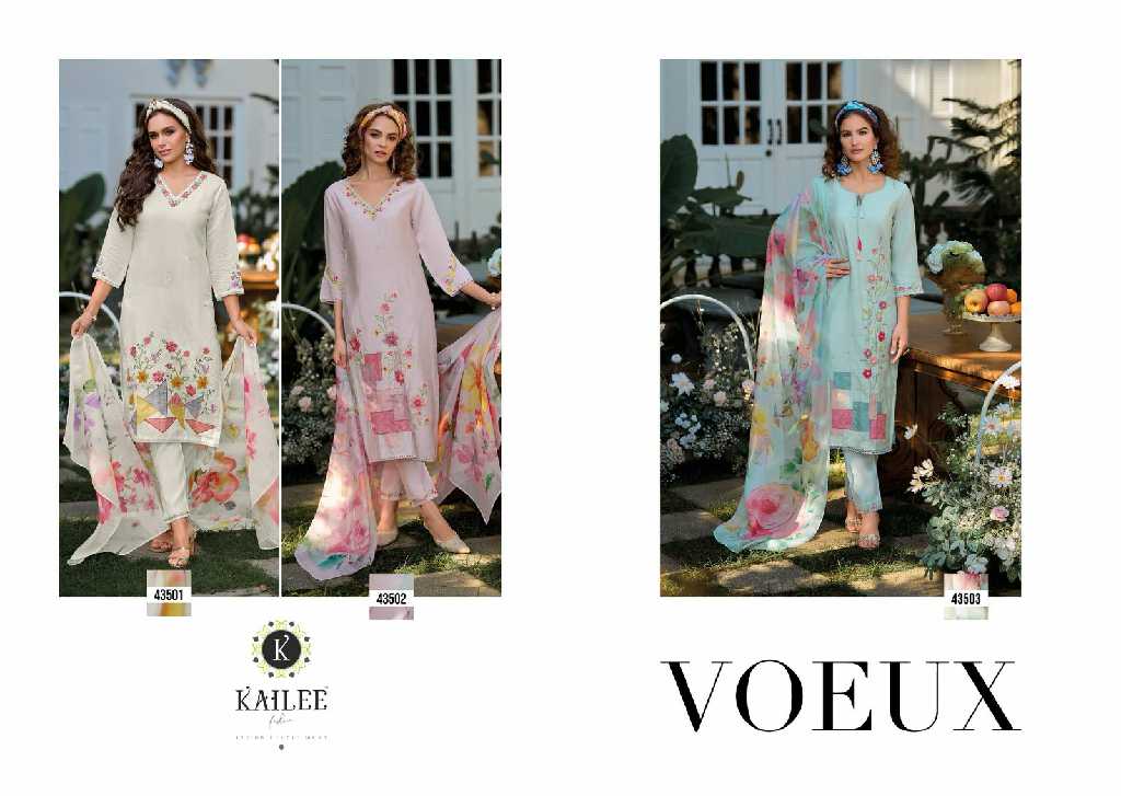 Kailee Voeux Wholesale Pure Viscose Pakistani Style Readymade 3 Piece Suits
