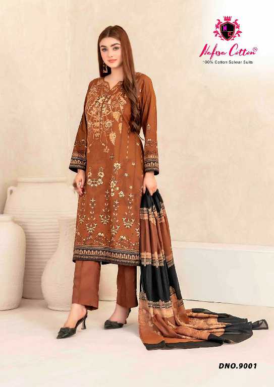 NAFISA COTTON MAHERA KARACHI SUITS VOL 9 FANCY PAKISTANI PRINTED UNSTITCH SUIT