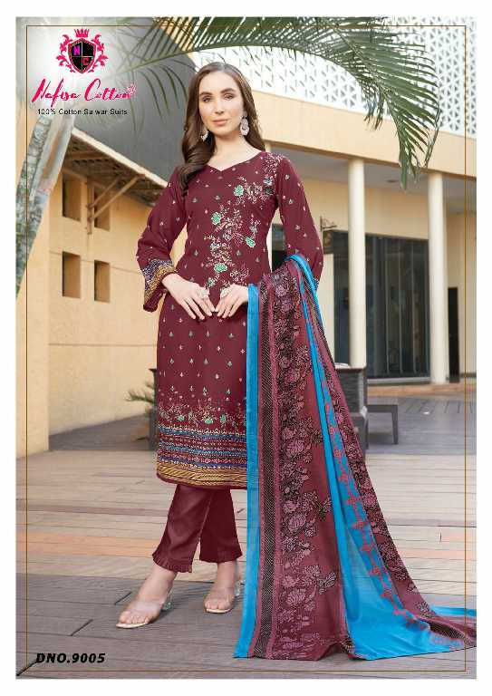 NAFISA COTTON MAHERA KARACHI SUITS VOL 9 FANCY PAKISTANI PRINTED UNSTITCH SUIT