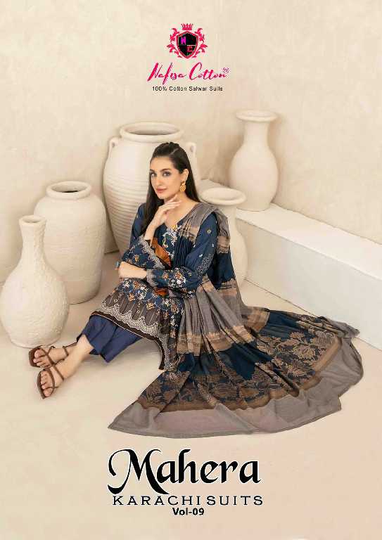 NAFISA COTTON MAHERA KARACHI SUITS VOL 9 FANCY PAKISTANI PRINTED UNSTITCH SUIT