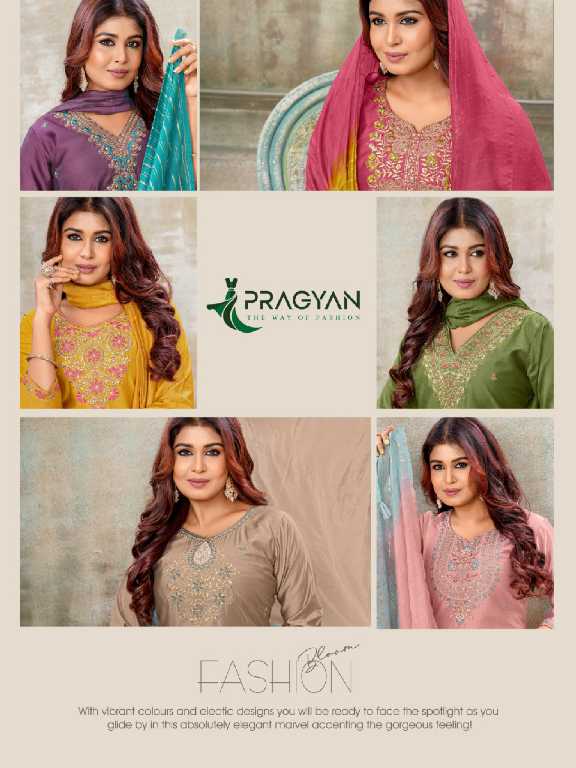 Pragyan Resham Vol-1 Wholesale Straight Cut Top With Bottom And Dupatta