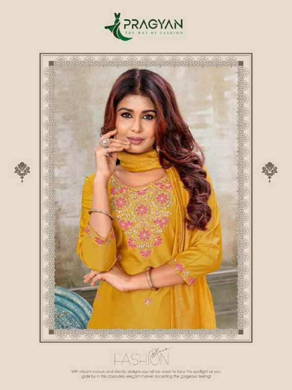 Pragyan Resham Vol-1 Wholesale Straight Cut Top With Bottom And Dupatta