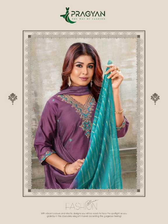 Pragyan Resham Vol-1 Wholesale Straight Cut Top With Bottom And Dupatta