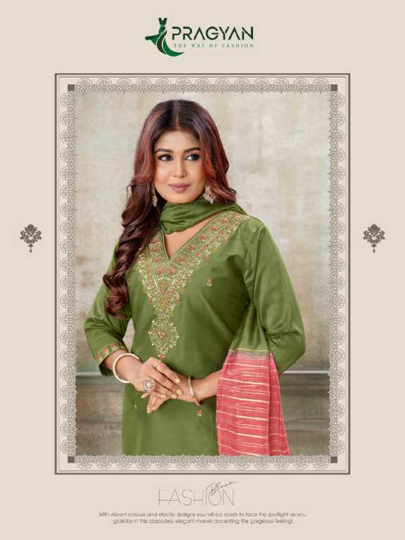 Pragyan Resham Vol-1 Wholesale Straight Cut Top With Bottom And Dupatta