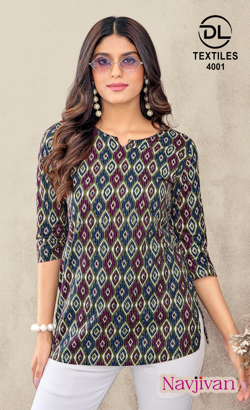 navjivan vol 4 by dl textile unique print cotton readymade short tops