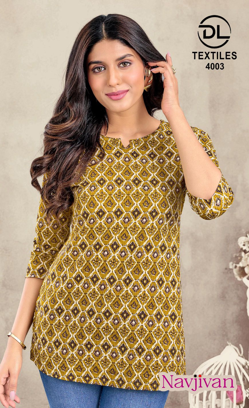 navjivan vol 4 by dl textile unique print cotton readymade short tops
