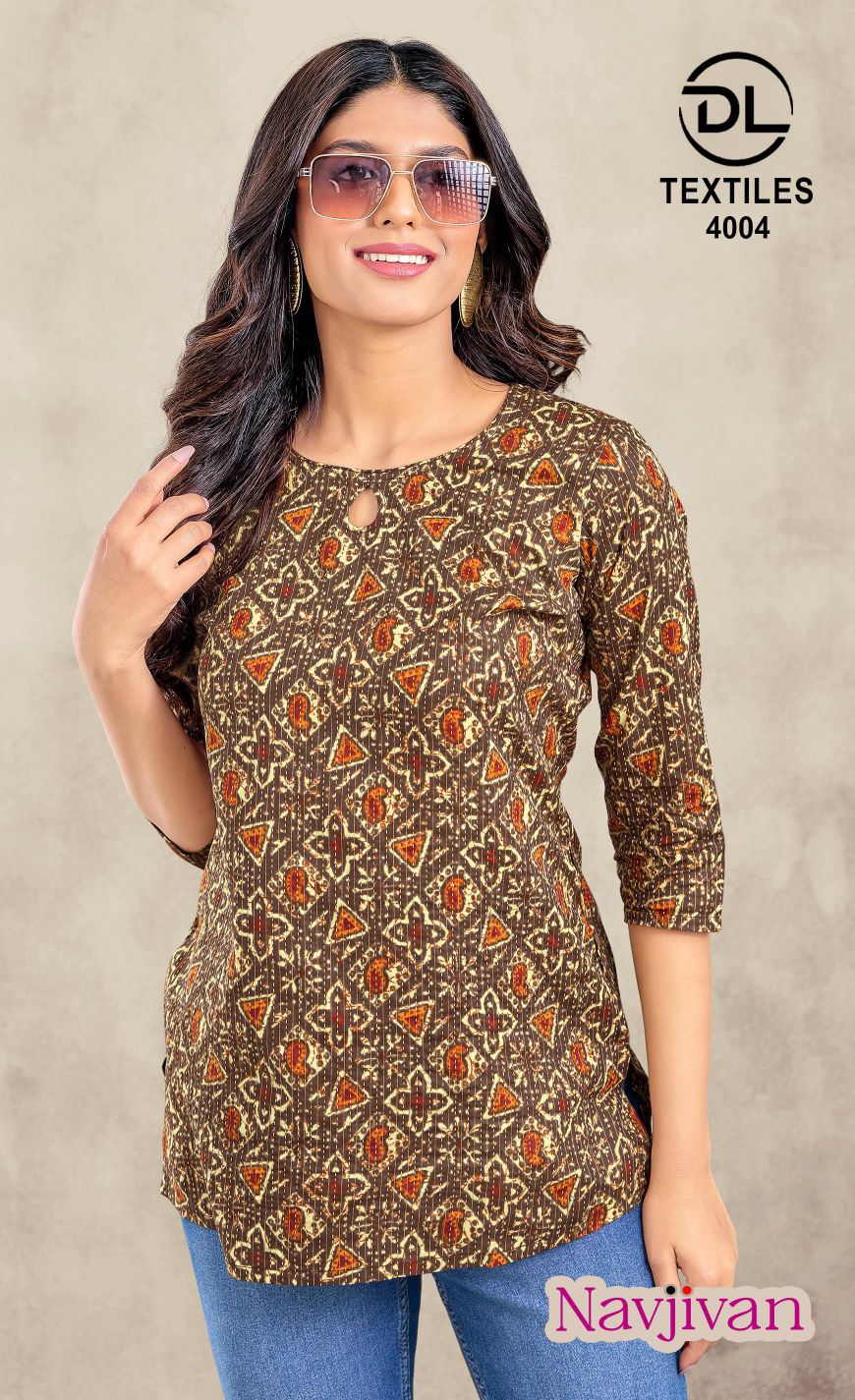 navjivan vol 4 by dl textile unique print cotton readymade short tops