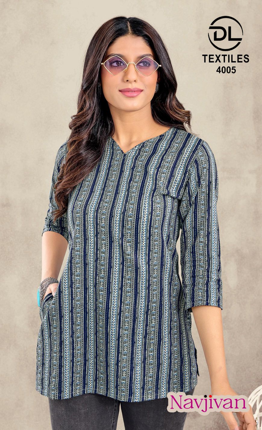 navjivan vol 4 by dl textile unique print cotton readymade short tops