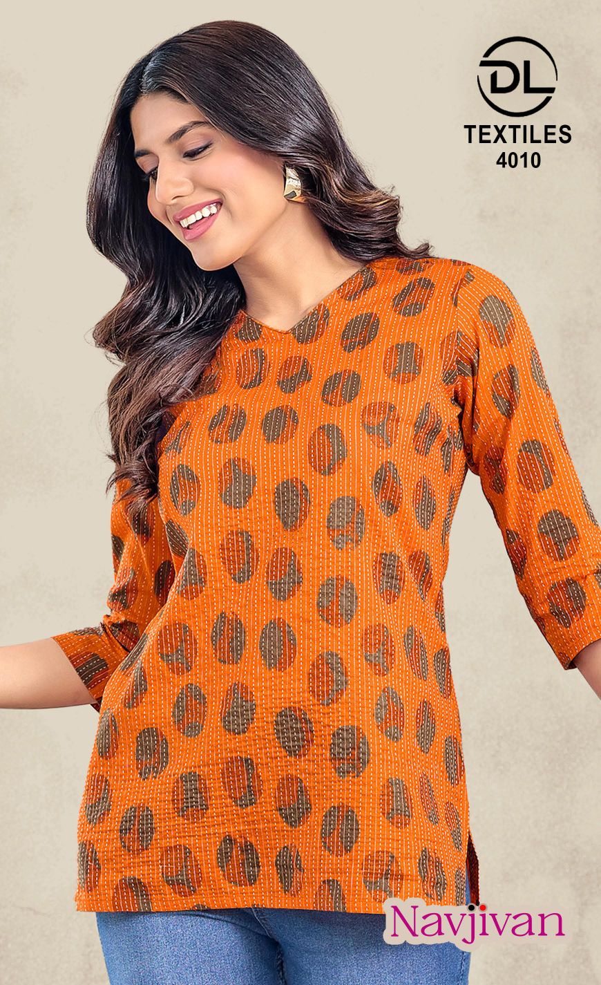 navjivan vol 4 by dl textile unique print cotton readymade short tops