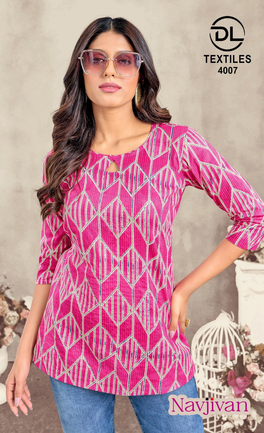 navjivan vol 4 by dl textile unique print cotton readymade short tops