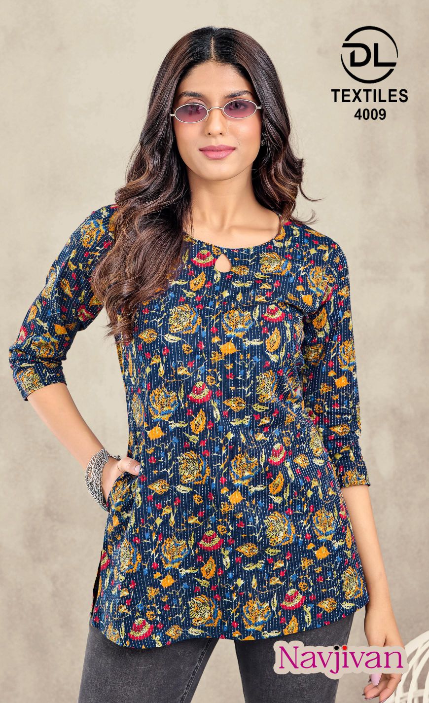 navjivan vol 4 by dl textile unique print cotton readymade short tops