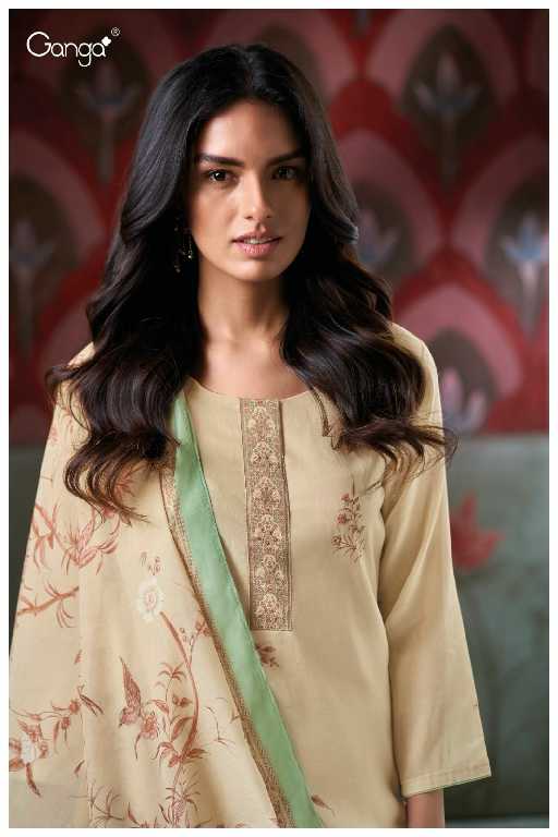 Ganga Irene S3443 Wholesale Pure Mal Printed With Hand Embroidery Salwar Suits