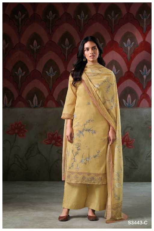 Ganga Irene S3443 Wholesale Pure Mal Printed With Hand Embroidery Salwar Suits