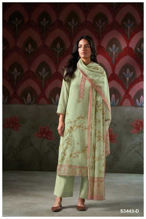 Ganga Irene S3443 Wholesale Pure Mal Printed With Hand Embroidery Salwar Suits
