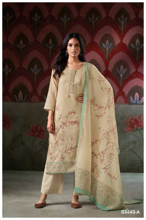 Ganga Irene S3443 Wholesale Pure Mal Printed With Hand Embroidery Salwar Suits
