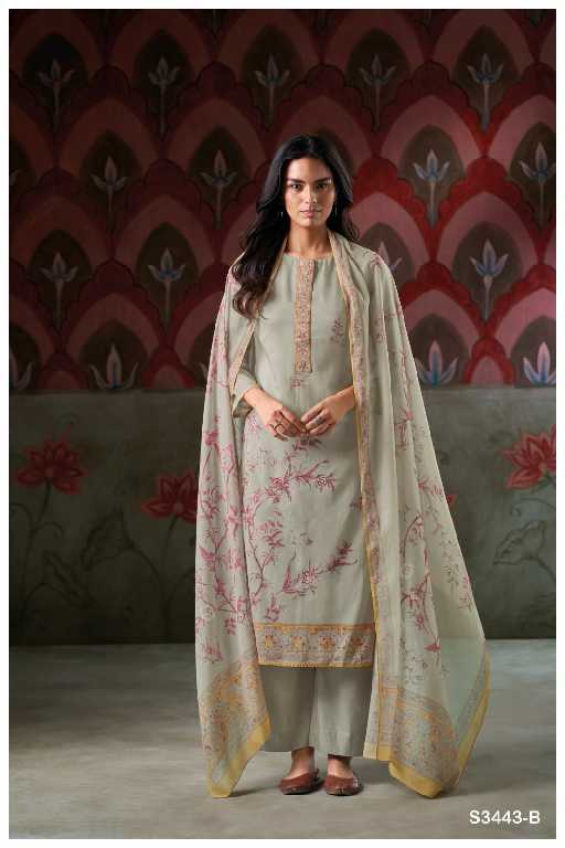 Ganga Irene S3443 Wholesale Pure Mal Printed With Hand Embroidery Salwar Suits