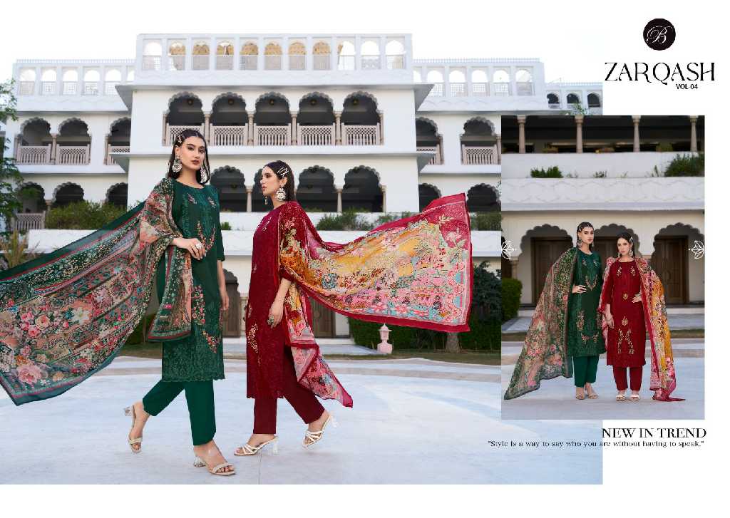 belliza zarqash vol 4 jam cotton unstitched suits