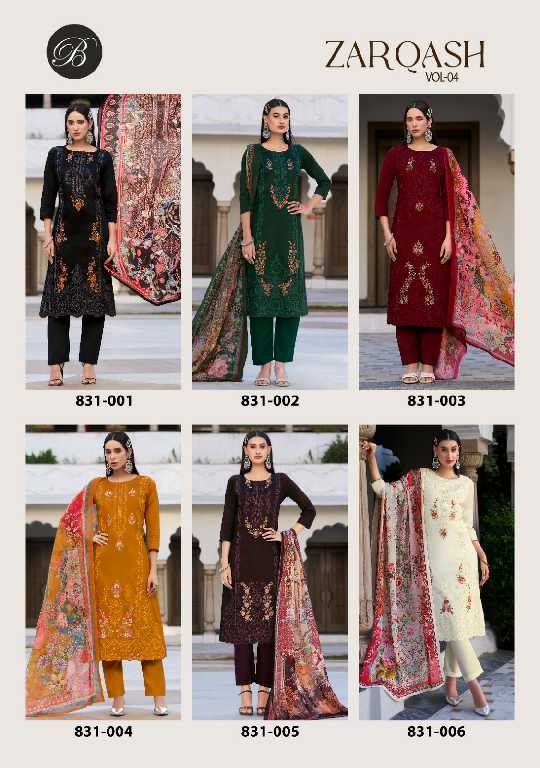 belliza zarqash vol 4 jam cotton unstitched suits